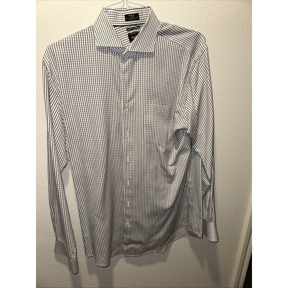 Neiman Marcus dress shirt men 16.5 36/37 White Pattern